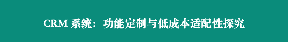 CRM系統(tǒng)：功能定制與低成本適配性探究